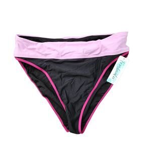 New Freshwater Bikini Bottoms XL Black Purple Swimsuit Bathing Suit